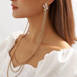 Dangle Earrings Luxury Crytsal Geometric U-shaped Tassel Chains Ear Stud For Women Rhinestone Symmetry Long Drop Gifts