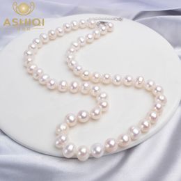 Beaded Necklaces ASHIQI Natural Freshwater Pearl Necklace Near Round Pearl Jewellery for Women Wedding Gifts for The Year Trend 230320