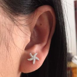 Stud Earrings Cz Pave Setting Single Ear Wearing Starfish Design Earring For Women Brincos