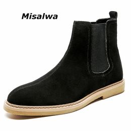 Sandals Misalwa Dropshipping Suede Leather Men Boots Decent Winter /Spring British Men Chelsea Boots Elegant Plus Size 37 47