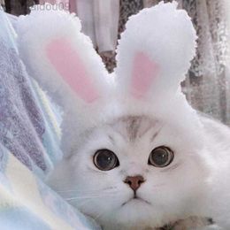 Cat Costumes White Pink Cute Rabbit Ear Cat Hat Kaii Funny Pet Costume Cosplay AA230321
