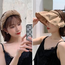 Wide Brim Hats 2023 Summer Folding Headband Shell Empty Top Outdoor Sunscreen Sun Hat Dual-Use Headwear Women's Hair Clips Accessories