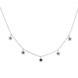 Chains 925 Sterling Silver 5 Pcs Plain Star Drop Charm Choker Elegance Classic 2023 Christmas Gift High Quality Trendy Necklace