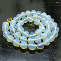 Chains Delicate 10mm White Opal Round Beads Boutique Necklace 20 Inch Women's Jewellery Gift