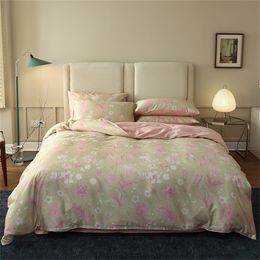 Bedding sets Svetanya Bohemian Pink Pastoral Flowers Egyptian Cotton Set Queen King Size Bedlinens Fitted sheet Duvet Cover 230321