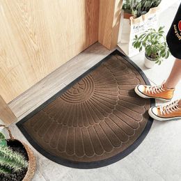 Carpets Nordic Rubber Door Floor Mats Half Round Anti Slip Welcome Mat For Front Outdoor Sand Clean Foot Pad Entrance Doormat Grey