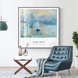 Famous painting: Monet, sunrise, impressionism, Nordic decorative painting, hanging painting, modern living room, bedroom, dining room, water lily, landscape, oil painting