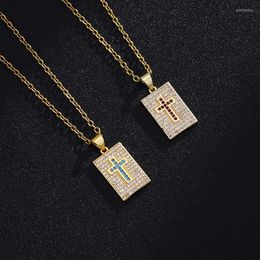 Pendant Necklaces Europe And America Small Cross Cubic Zircon Necklace For Women Stainless Steel Chain Fashion Religion Jewellery