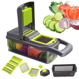 Multifunction Vegetable Cutter Tools Steel Blade Potato Slicer Fruit Peeler Dicing Blades Carrot Cheese Grater Chopper Kitchen Gadgets