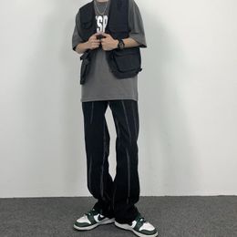 Men's Jeans Japanese Tie-dye Wide Leg Hip Hop Pants Y2k Fashion Streetwear Brand AestethicMen's