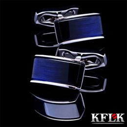 Cuff Links KFLK Jewellery shirt cufflinks for mens Brand buttons cuff links Blue black gradual gemelos High Quality abotoaduras guests 230320