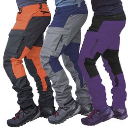 Men's Pants Casual Men Fashion Colour Block Multi Pockets Sports Long Cargo Pants Work Trousers for Men 230321