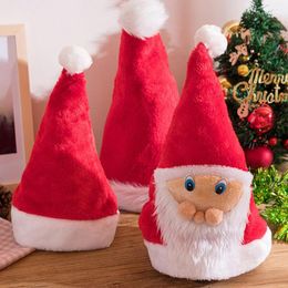 Christmas Decorations Red Santa Claus Old Face Plush Hat Ornaments Child Adult Party Supplies Holiday Gifts For Year Xmas Decor