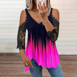Women's Blouses Fashion Casual Blouse Anti-pilling Summer Shoulder Cut Out Women Top 3D Cutting Soft T-shirt Daily Clothing