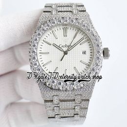 BZF sf15510 Japan M8215 Automatic Mens Watch Iced Out Big Diamond Bezel White Texture Dial Stick Markers Stainless Steel Diamonds Bracelet eternity Jewellery Watches