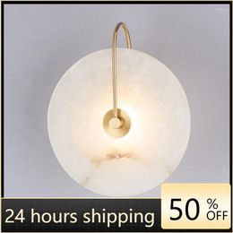 Wall Lamp Modern LED Marble Sconce Light Fixture Luminaire Living Room Bedroom Bedside Lamps Round Decoration Stone Decor Indoor Gold