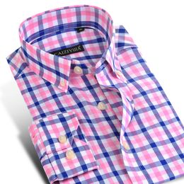 Men's Casual Shirts Fashion Plaid Cotton Shirts Men Long Sleeve Button Down Comfort Soft Slim Fit Men's Casual Checked Shirts 230321