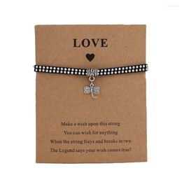 Strand Freeshiping Dragonfly Charms Wish Card Bracelet For Women Girls Adjustable Friendship Bracelets Family Tree Jewelry Meaningful