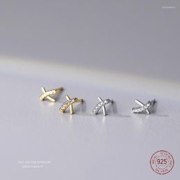 Stud Earrings S925 Sterling Silver X Letter For Women Simple Zircon Inlaid Cross Earring Korean Fashion Jewellery Party Gifts