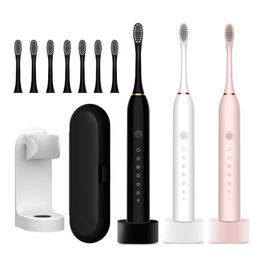 Toothbrush est Ultrasonic Electric Toothbrush Rechargeable USB with Base 6 Mode Adults Sonic Toothbrush IPX7Waterproof Travel Box Holder 230320