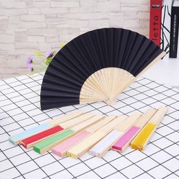 Wholesale Colours Party Decoration and Held Fan Blank White DIY Paper Bamboo Folding for Hand Practise Calligraphy Painting Drawing Wedding Party Gifts