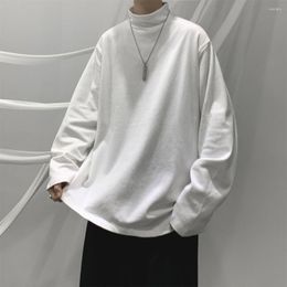 Men's T Shirts Spring Autumn Long Sleeve T-shirts Men Turtleneck Mens Baggy Fashion Casual Tshirts Loose Solid Color Harajuku