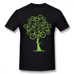 Men's T Shirts Artistic Picture Green Bicycle Tree Shirt For Men Slim Fit Swag Plus Size Tee Camiseta Christmas Gift Tshirt Cotton FabricM