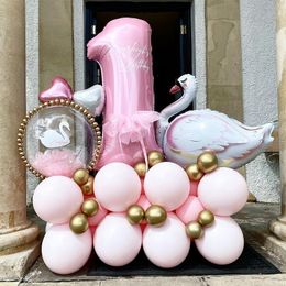 Other Event Party Supplies Swan Baby Shower Balloons Set Pink Latex Balloons Swan Birthday Party Decorations Girls Gender Reveal Supplies 230321