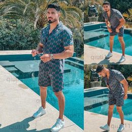 Men's Tracksuits Men Hawaiian Tracksuits Printing Summer Harajuku Short Sleeve Button Shirt Beach Shorts Streetwear Casual Mens Suit 2 Pieces T230321