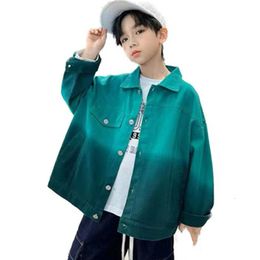 Kids Shirts Fashion Boys Shirts Gradient Tops Spring Autumn Korean Kids Clothes For Boys Age 14 13 12 11 10 9 8 7 6 5 4 Years Old 230321