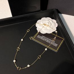 Anhänger Halsketten Marke Perle Halskette Designer Halsketten Anhänger Choker Liebe Kette Frauen Überzogene Edelstahl Brief Schmuck Zubehör Einstellbar