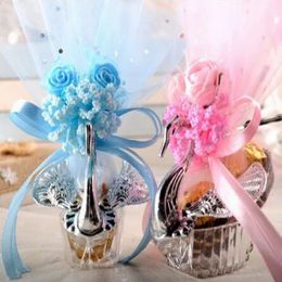 Other Event Party Supplies 12 pcs European Styles Acrylic Silver Elegant Swan Candy Box Wedding Gift Favour Party Chocolate Boxes Full Accessory 230321