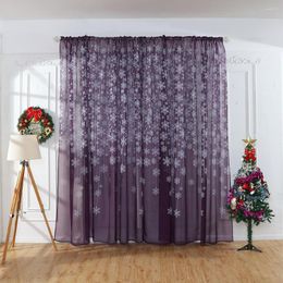 Curtain Christmas Snowflake Tulle Window Treatment Voile Drape Valance All- Curtains For Bedroom Living Room Decor