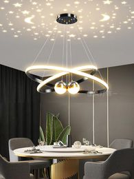 Pendant Lamps Nordic Luxury For Dining Living Room Bedroom Shop Lighting Simple Modern Starry Sky Projection Ceiling Chandelier