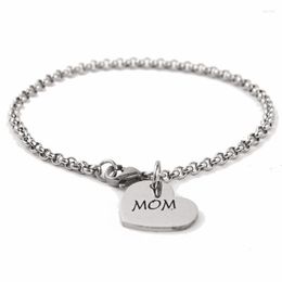 Bangle Fashion Mother's Day Heart Letter MOM Bracelet Stainless Steel Silver Color Female Accessories Jewelry Gift For