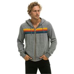 Hoodies for Mens Sweatshirts Gökkuşağı Çizgisi Birleştirme Uzun Kollu Sweatshirt Fermuar Ceket Bahar Sonbahar Sıradan İnce Moda Ceketleri Giyim