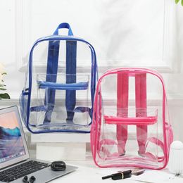 School Bags PVC Transparent Unisex Backpack Double Shoulder Strap Waterproof Large Capacity See Through For Travel 230320
