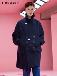 Men's Wool Blends Loose silhouette wool coat for men medium length double breasted British fashion thickened lining warm autumn and winter ne 230320