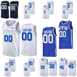 BYU Cougars College Jerseys Basketball 3 Elijah Bryant 12 Eric Mika 1 Chase Fischer Tyler Haws Danny Ainge Jimmer Fredette Devin Durrant Shawn Bradley Greg Kite NCAA