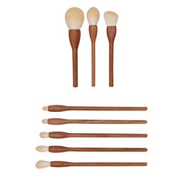 New Walnut Makeup Brushes Set High Quality Cosmetic Powder Blush Foundation Sculpting Eyeshadow Smudge Makeup Brush Wood Handle