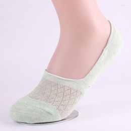 Women Socks Ladies Hollow Net Invisible Boat Thin Silicone Breathable Peas