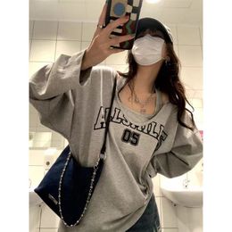 Women s T Shirt Deeptown Korean Style Oversized Women T Shirts Casual Harajuku Streetwear Letter Print Long Sleeve Female Tops Fashion All match 230321