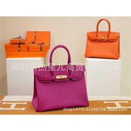 Birkinbag Hand Once Bags Sewed Hs Handbag Bk25bk30epsom Leather Togo Bag L3 Rose Purple Large capacity ayw