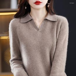 Women's Sweaters JVEII Ladies Neck Sweater Autumn And Winter Pullover Merino Wool Top Casual Knit Solid Color Fashion Women Jacket