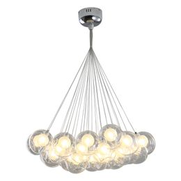 Modern Art Glass LED Pendant Light Glass Ball Chandelier Lighting Fixture G4 DIY Lamp for Living Room Dining Roon