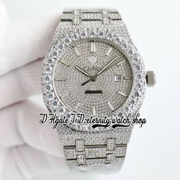 BZF sf15400 Japan M8215 Automatic Mens Watch Fully Iced Out Paved Diamond Dial Stick Markers 316L Stainless Steel Diamonds Bracelet 2023 eternity Jewelry Watches