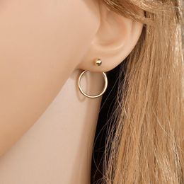 Stud Earrings Circle Fashion Copper Bead Earring Simple Ring Back Hanging Creative Men's And Women's Jewellery