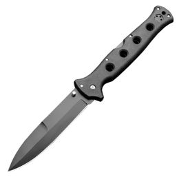1Pcs 10ACXC Folding Knife AUS10A Satin/Black Oxide Blade Griv-Ex/ Stainless Steel Sheet Handle Survival Tactical Folder Knives with Retail Box