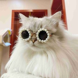 Cat Costumes MPK New Series Cat Pearl Sunglasses Pet Photo Props Also Suitable For Dogs AA230321