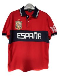 High quality Men's polos Shirt Sports T-shirt Spanish Football Shirt Split Short Sleeve Summer Casual S-5XL